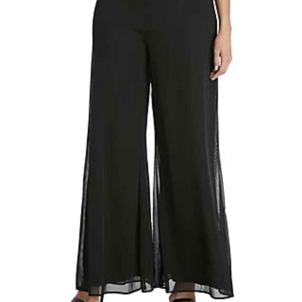 MSK Chiffon/Mesh Wide-Leg Dress Pants With Tummy Control